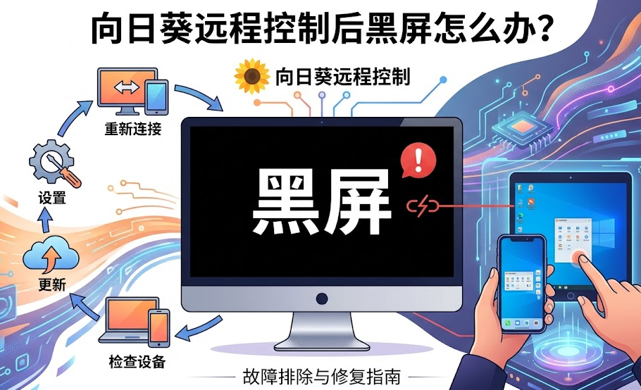 向日葵远程控制后黑屏怎么办