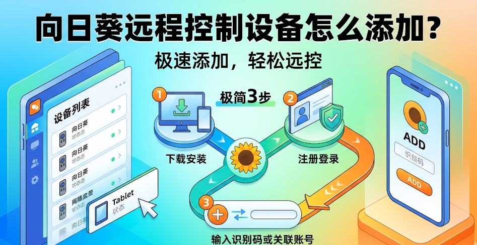 向日葵远程控制设备怎么添加