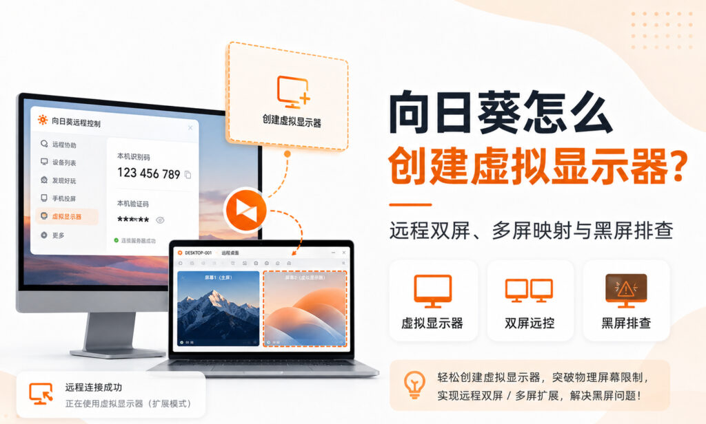 向日葵怎么创建虚拟显示器