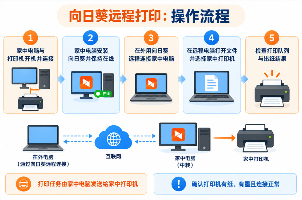 向日葵怎么远程操作家里的打印机